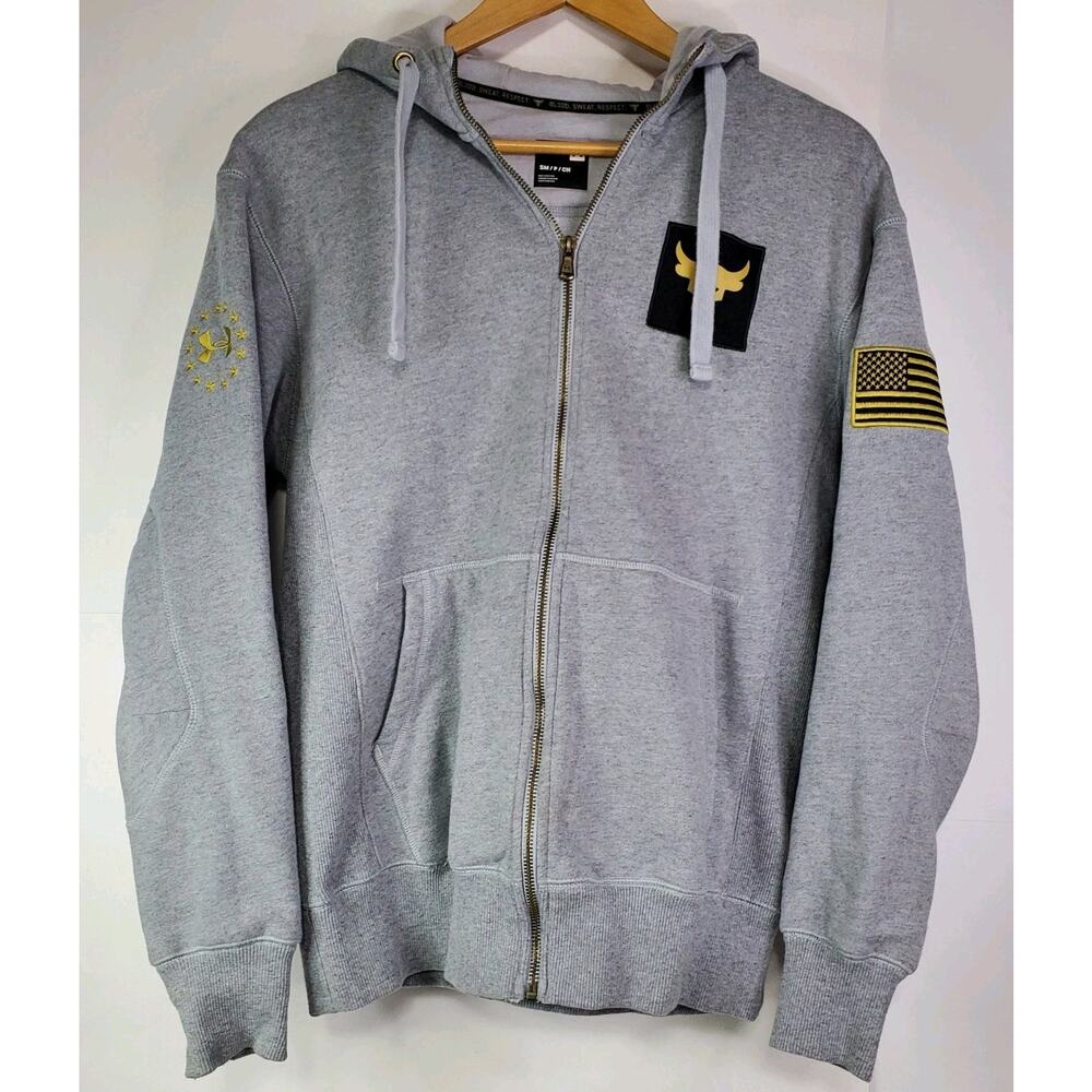 Under Armour Men's Size S Freedom x Project Rock Full Zip Hoodie Gray